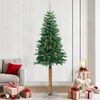 vidaXL Weihnachtsbaum Schlank mit Echtholz und Zapfen Grün 210 cm PVC