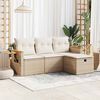 vidaXL 4-tlg. Garten-Sofagarnitur mit Kissen Beige Poly Rattan