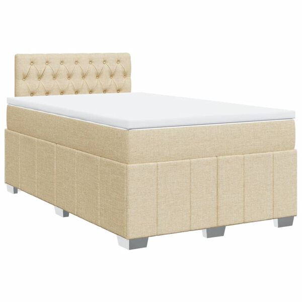 vidaXL Boxspringbett mit Matratze Creme 120x200 cm Stoff