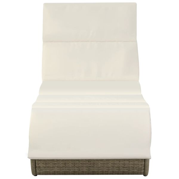 vidaXL Sonnenliege mit Auflage Poly Rattan Grau