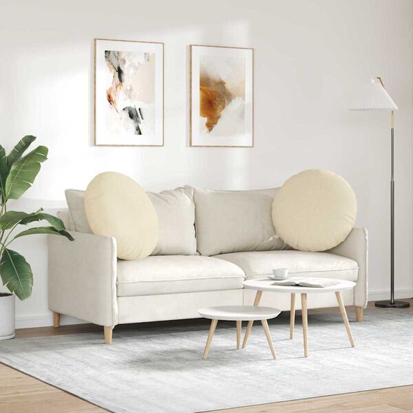 vidaXL Sitzkissen 2 pcs Creme &Oslash;80 x 29 cm Stoff