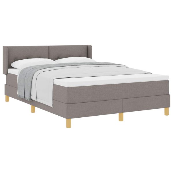vidaXL Boxspringbett mit Matratze Taupe 200 x 140 cm Polyester