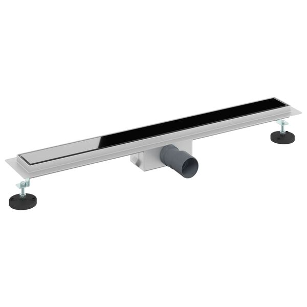 vidaXL Duschabfluss mit Glasabdeckung Schwarz 80 cm Edelstahl 304