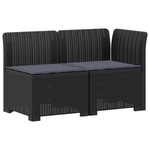 vidaXL 2-Sitzer Garten-Sofa mit Kissen Rattan-Look PP Anthrazit