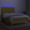 vidaXL Boxspringbett mit Matratze & LED Gr&uuml;n 140x200 cm Stoff