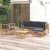 vidaXL 6-tlg. Garten-Lounge-Set mit Dunkelgrauen Kissen Bambus