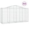 vidaXL Gabionen mit Hochbogen 15 Stk 200x50x100/120cm Verzinktes Eisen