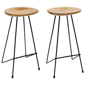 vidaXL Barhocker 2 Stk. Massivholz Teak