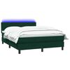 vidaXL Boxspringbett mit Matratze & LED Dunkelgr&uuml;n 160x210 cm Samt