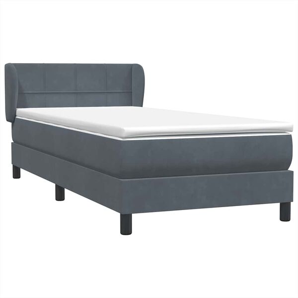 vidaXL Boxspringbett mit Matratze Dunkelgrau 80x220 cm Samt