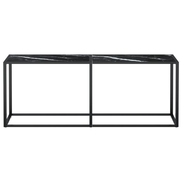vidaXL Konsolentisch Schwarz Marmor-Optik 200x35x75,5 cm Hartglas