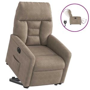 vidaXL Relaxsessel mit Aufstehhilfe Elektrisch Taupe Mikrofasergewebe