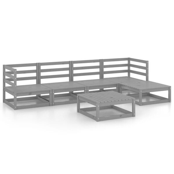 vidaXL 6-tlg. Garten-Lounge-Set Grau Massivholz Kiefer