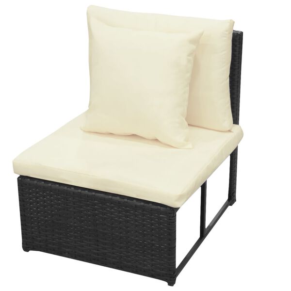 vidaXL 8-tlg. Garten-Lounge-Set mit Kissen Poly Rattan Schwarz