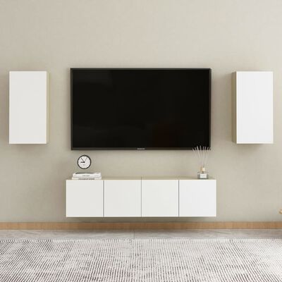 vidaXL TV-Schrank Weiß Sonoma-Eiche 30,5x30x60 cm Holzwerkstoff