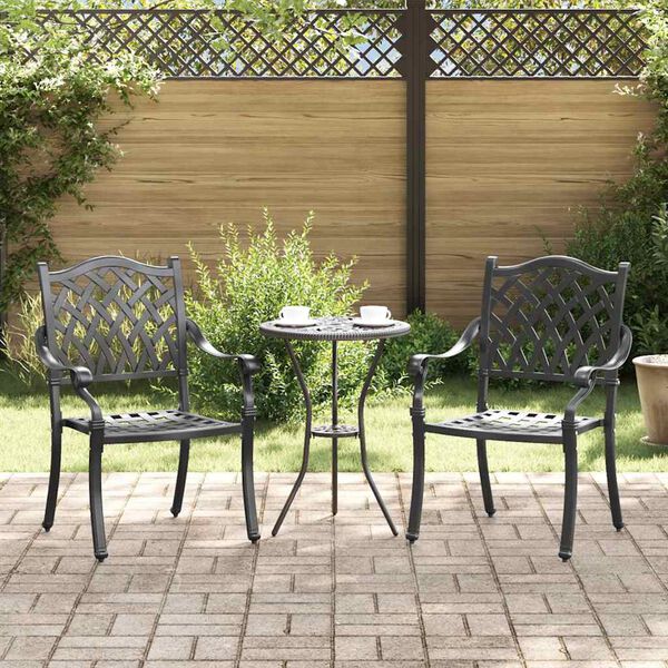 vidaXL Gartenstuhl 2 pcs Schwarz 56 x 55 x 92,5cm Aluminium