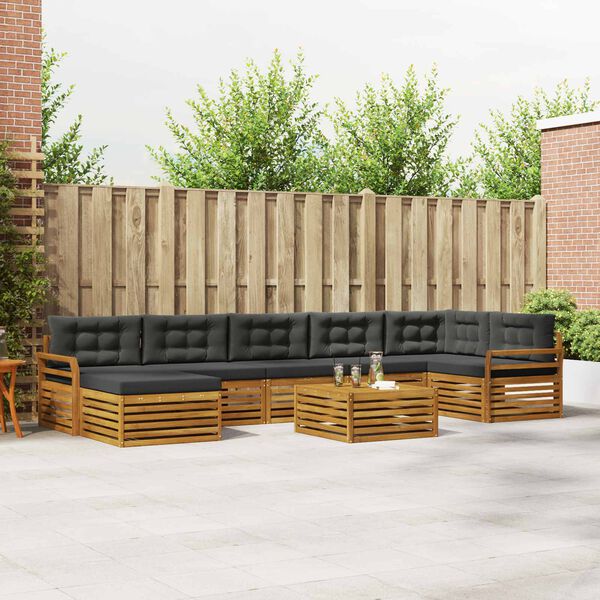 vidaXL Sofagarnituren 8 pcs Natur und Anthrazit Massivholz Akazie
