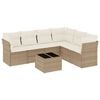 vidaXL 7-tlg. Garten-Sofagarnitur mit Kissen Beige Poly Rattan
