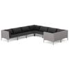 vidaXL 8-tlg. Garten-Lounge-Set mit Kissen Poly Rattan Dunkelgrau