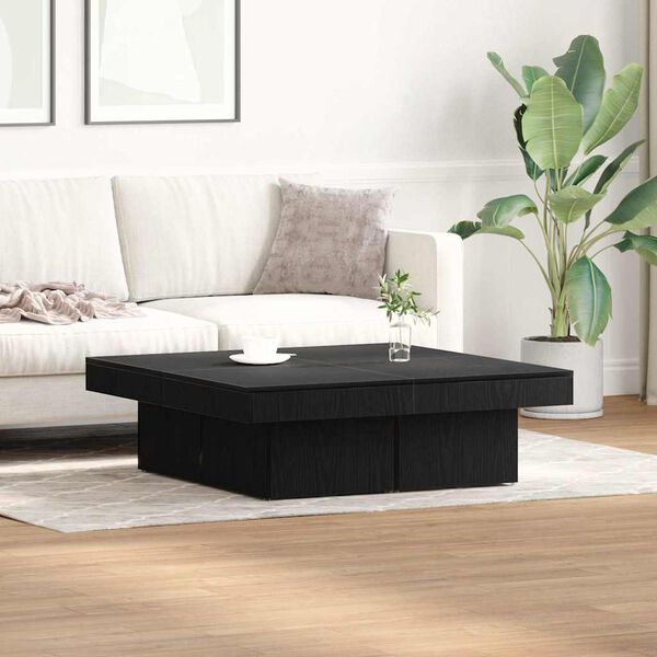 vidaXL Couchtisch Schwarz Eichen-Optik 90 x 90 x 28 cm Holzwerkstoff