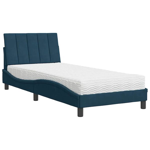 vidaXL Bett mit Matratze "Hanko" Blau 80x200 cm Samt