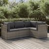 vidaXL 4-tlg. Garten-Lounge-Set mit Kissen Grau Poly Rattan