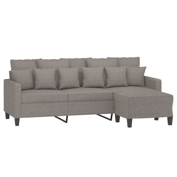vidaXL 3-Sitzer-Sofa mit Hocker Taupe 180 cm Stoff
