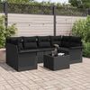 vidaXL Garten-Sofa-Set 7 pcs Schwarz Poly-Rattan und Stahl und Glas