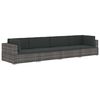 vidaXL 4-tlg. Gartensofa-Set mit Kissen Poly Rattan Grau