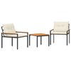 vidaXL Gartenm&ouml;bel-Set 3 pcs Cremewei&szlig; Poly-Rattan