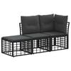 vidaXL Outdoor-Sofagarnitur mit Kissen 3 pcs Schwarz Polyester