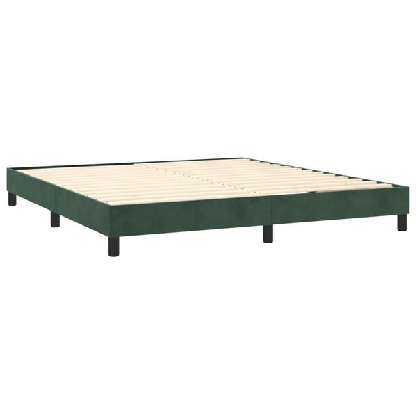 vidaXL Boxspringbett mit Matratze Dunkelgr&uuml;n 180x200 cm Samt