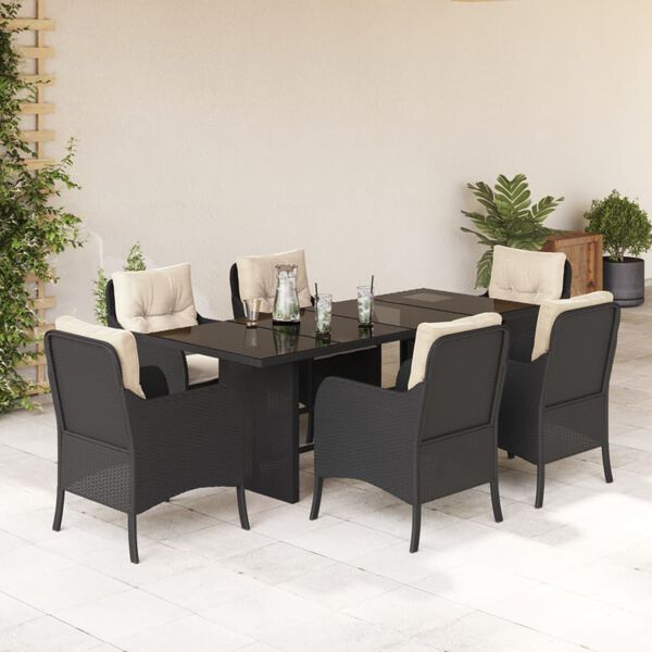 vidaXL 9-tlg. Garten-Essgruppe mit Kissen Grau Poly Rattan