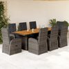 vidaXL 9-tlg. Garten-Essgruppe mit Kissen Grau Poly Rattan