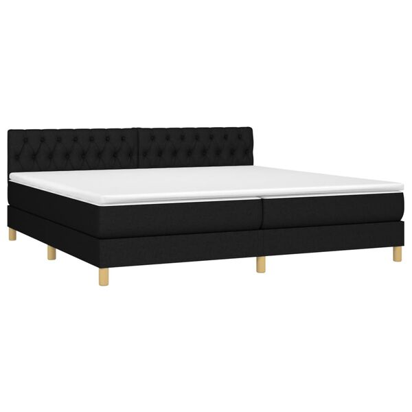 vidaXL Boxspringbett mit Matratze & LED Schwarz 200x200 cm Stoff