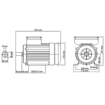 vidaXL Einphasen-Elektromotor Aluminium 1,5 kW 2 PS 2-polig 2800 U/min