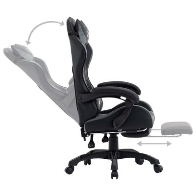 vidaXL Gaming-Stuhl mit Fußstütze Grau und Schwarz Kunstleder