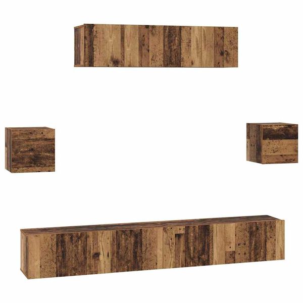 vidaXL TV-Schrankset Wandmontiert 7 pcs Altholz Holzwerkstoff