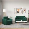 vidaXL Sofa 2 pcs Dunkelgr&uuml;n 138 x 78 x 80 cm Samt
