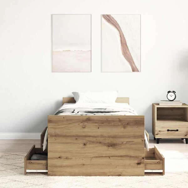 vidaXL Bettrahmen Artisan-Eiche 193 x 78 x 50 cm Holzwerkstoff