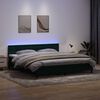 vidaXL Boxspringbett mit Matratze & LED Dunkelgr&uuml;n 180x220 cm Samt