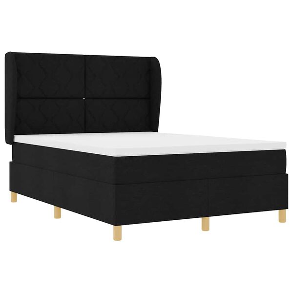 vidaXL Boxspringbett mit Matratze Dunkelgrau 90x190 cm Schwarz Stoff