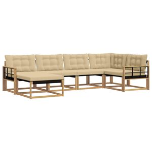 vidaXL Outdoor-Sofagarnitur 6 stk. Wei&szlig; und Beige Massivholz Akazie