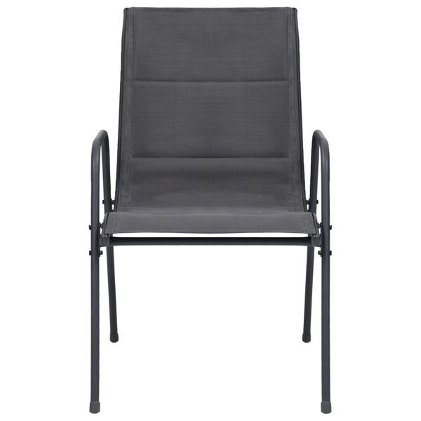 vidaXL Stapelbare Gartenst&uuml;hle 2 Stk. Stahl und Textiline Anthrazit