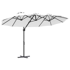 vidaXL Sonnenschirm Sand 372 x 198 x 243 cm Polyester und Aluminium