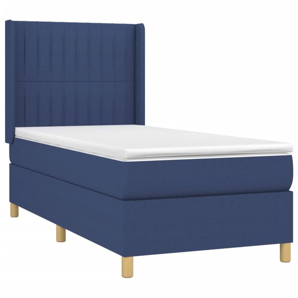 vidaXL Boxspringbett mit Matratze Blau 100x200 cm Stoff