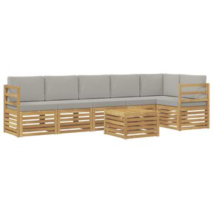 vidaXL Outdoor-Sofagarnitur 7 pcs Wei&szlig; und Hellgrau 59 x 59 x 37 cm