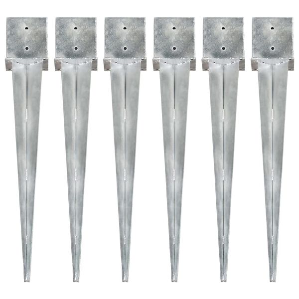 vidaXL Erdspie&szlig;e 6 Stk. Silbern 14&times;14&times;91 cm Verzinkter Stahl