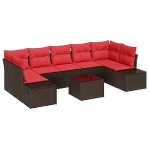 vidaXL Sofa Set mit Kissen 8 pcs Braun Poly Rattan