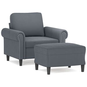 vidaXL Sessel mit Hocker Dunkelgrau 60 cm Samt